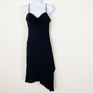 EXPRESS Black 90s Y2K Style Beaded Spaghetti Strap Stretchy Knit Dress Cocktail